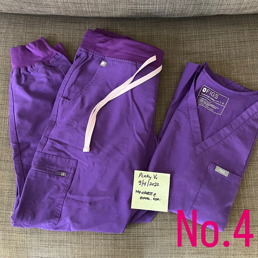 Figs set- PURPLE . Catarina S +Zamora joggers petite med. Deep purple